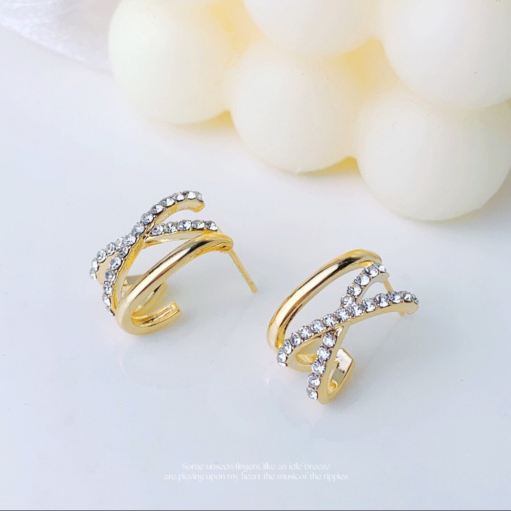 Design by Korea silver post dimond gold 925 silver earrings